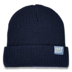 Stray Boards Cardigan Knit Beanie Hat in Navy Blue – Warm Surf-Inspired Knit Hat