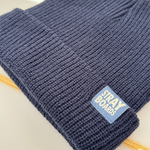 Stray Boards Cardigan Knit Beanie Hat in Navy Blue – Warm Surf-Inspired Knit Hat