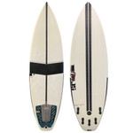 Top and Bottom View - 5'10" JS Industries “Blak Box III” HyFi Tech Used Epoxy Shortboard Surfboard – high-performance groveler for fast, responsive surfing in small to medium waves.
