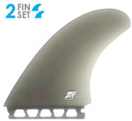 Side View - True Ames “TA Twin” New Twin Fin Set Futures Smoke – classic twin-fin template for speed, drive, and smooth, stylish turning
