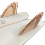 Keel Fin View of a 5'6" Mitsven Surfboards Fish with glass-on keel fins – used custom twin-fin board at Stray Boards San Clemente Keel Fin View of a 5'6" Mitsven Surfboards Fish with glass-on keel fins – used custom twin-fin board at Stray Boards San Clemente