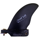 Side View - 3.25 inch Stewart single fin by Rainbow Fin Co lightly-used matte black surfboard trailing fin