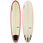 Top and Bottom View - 7'6 Stewart Surfboards 949 E-Type performance midlength surfboard used with clean rails and modern outline