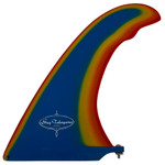 Side View - Guy Takayama Moray longboard single fin multi color matte finish fiberglass surfboard fin