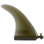Side view of 7.5” Modern Surfboards Flex Fin - Used Performance Trailing Single Fin - Clear