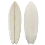 Top and Bottom View - 5'6" Rainbow Surfboards "Rainbow Fish" - Used Double Wing Swallow Tail Fish Surfboard