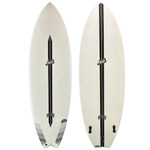 Top and Bottom View - 5'8" Lost "Round Nose Fish 96" in Lightspeed - Like-New Shortboard Fish Surfboard