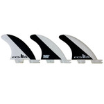 Side View - FCS II Mick Fanning Grom like-new thruster surfboard fin set for junior performance surfing and responsive control
