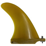Side View - 6.5 inch Fins Unlimited Dale Dobson Performance used trailing single fin in yellow for longboard and 2+1 surfboard setups