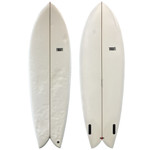 Top and Bottom View - 5'10 Tribute Surfboards "Twin Fish" by Roy Sanchez  – Used - Groveler Fish