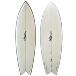Top and Bottom View - 6'2" T Patterson “Devil Fish” in Fusion HD - Like-New Fish Surfboard – fast, lightweight fish shape for speed, flow, and small-wave performance.