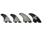 Side view of the FCS II "AM Quad" Quad Fin Set Large - a Lightly-Used Quad Surfboard Fin Set available For Sale at Stray Boards San Clemente CA