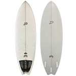 Top and Bottom View - 6'2" Lost Surfboards Round Nose Fish 96 used fish shortboard surfboard designed for speed, maneuverability, and versatile performance in a variety of wave conditions.