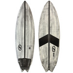 Top and Bottom View - 6'0" Slater Designs Great White Twin in Volcanic construction, like-new high-performance twin fin shortboard surfboard designed for speed, drive, and responsive surfing.
