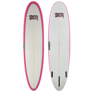 7'4" O'Keefe SoulStix Wavehog New Midlength Funboard Surfboard Pink Rails – High-Performance Funboard from Stray Boards