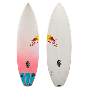 5'8" Chris Gallagher "HoverCraft" Used Shortboard Surfboard - Pink Sunburst Airbrush