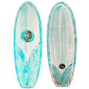 Top and Bottom View of 5'5" BG Surfboards "Micro Bus"- Used Mini Simmons Quad Surfboard
