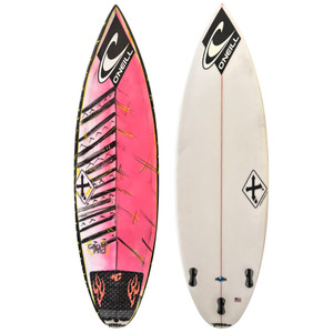 5'1" Xanadu Grom Pro used shortboard surfboard – top and bottom view 5'1" Xanadu Grom Pro used shortboard surfboard – top and bottom view