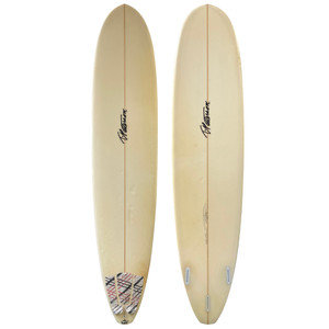 Top and Bottom view of a used 8'6" Timmy Patterson High Performance Longboard Surfboard at Stray Boards San Clemente Ca.