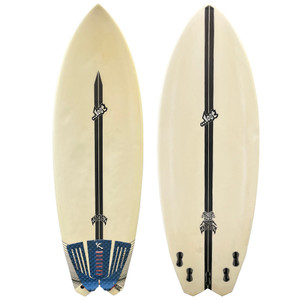 Top and Bottom view of a 5'6" Lost Surfboards "Hydra" in Light Speed - Lightly-Used Shortboard Surfboard available For Sale at Stray Boards San Clemente Ca.