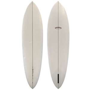 Top and Bottom View - 7'2 Woodin Surfboards Voodoo Child used single fin pintail midlength surfboard