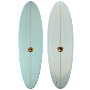 Top and Bottom View - 6'0 Nation Surfboards Speed Egg groveler shortboard by Ryan Engle used with rounded outline and clean rails