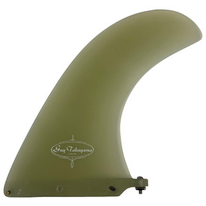 Side View - Guy Takayama Classic longboard single fin new clear volan fiberglass surfboard fin