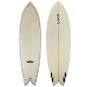 Top and Bottom View - 6'10" Stewart Surfboards "Retro Fish" - Lightly-Used Quad Fin Fish Surfboard