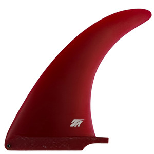 Side View - Used 9.0" True Ames Flex longboard single fin, red surfboard fin