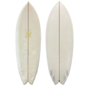 Top and Bottom View - 5'6" Rainbow Surfboards "Rainbow Fish" - Used Double Wing Swallow Tail Fish Surfboard