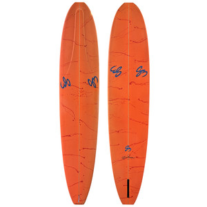 Top and Bottom View - 9'4 Boysen Surfboards "89 Herb" by Steve Boysen - New Performance Longboard - Orange Crush