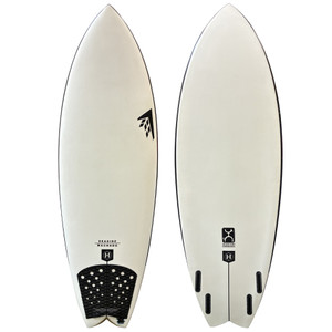 Top and Bottom view of the 6'1" Firewire Machado Surfboards "Seaside" in Helium - a Lightly-Used Groveler Surfboard available For Sale at Stray Boards San Clemente CA.