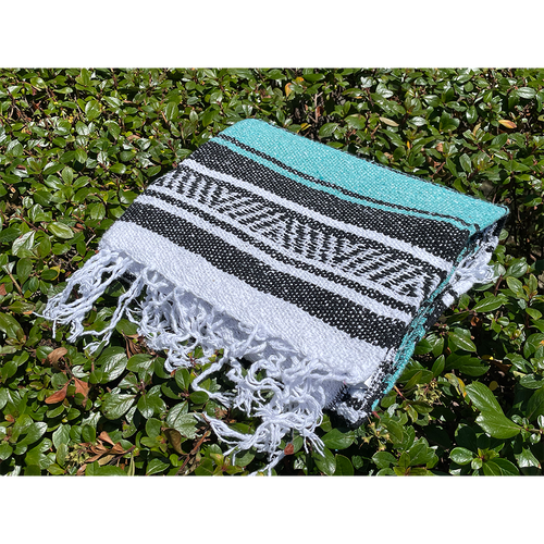 Hand-Crafted Mexican Beach Blanket - Aqua