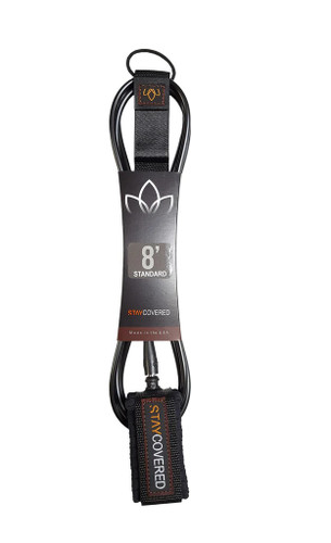 Stay Covered - 8' Standard Surfboard Leash - Black Stay Covered - 8' Standard Surfboard Leash - Black