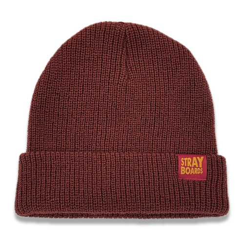 Stray Boards Cardigan Knit Beanie Hat in Crimson Red – Warm Winter Surf Beanie