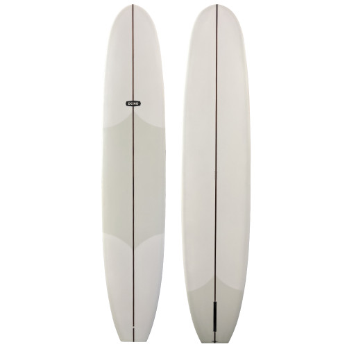 Top and Bottom View - 9'6" Dono Surfboards “Performance Longboard” New Noserider – modern performance longboard for smooth trim, lift, and extended nose rides.