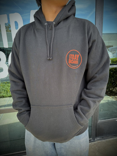 Front View - Stray Boards Dawn Patrol Hooded Sweater - Black & Red