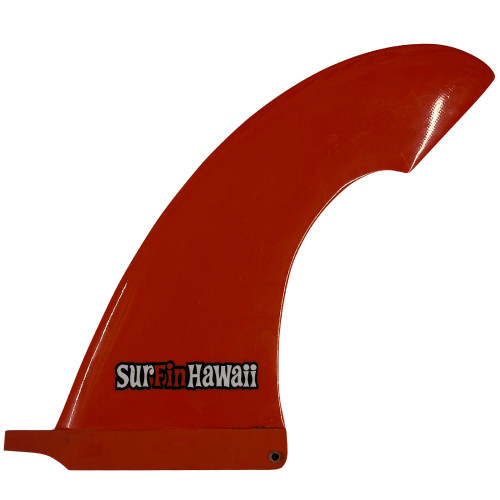 Side View - Used 8.5" SurFin Hawaii performance pivot longboard single fin in orange