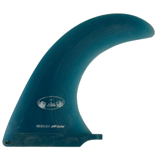 Side View of - Used 10.0" Donald Takayama Flex Fin by Larry Allison in blue for longboard single fin setups