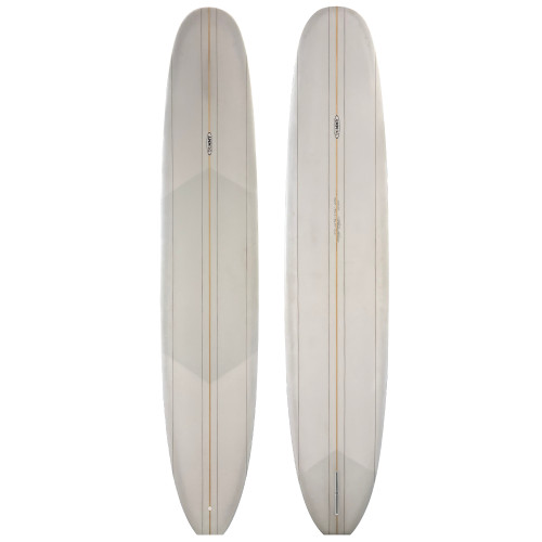 Top and Bottom View - 9'7" Tommy Coleman Noserider New Longboard Surfboard – classic single fin noserider built for smooth trim, control, and long nose rides.