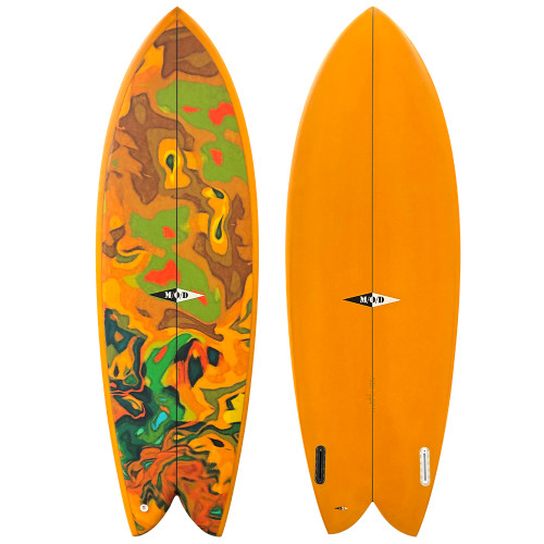 Top and Bottom - 5'6" Move or Die Surfboards "Good Times Fish" by M.Gyenes  - New Performance Fish Surfboard