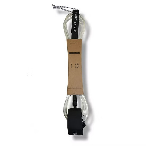 Top View of Happy Battle Leash - 10ft Standard Longboard Leash - New - Clear