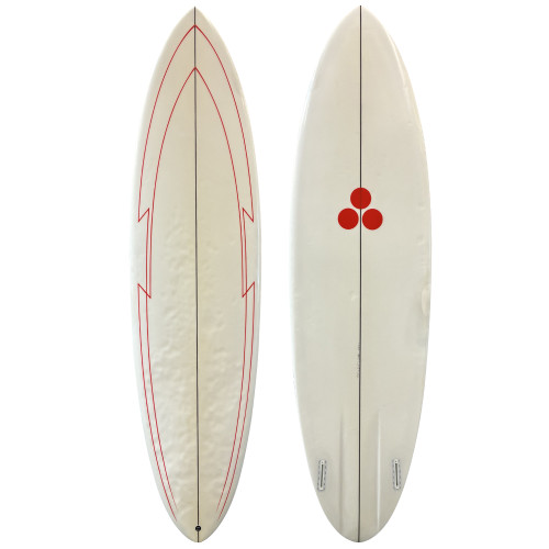 Top and Bottom View - 7'0" RS Surf Co "Blue Dream" - Used Channel Twin Pin Midlength