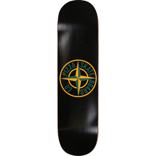 Pizza Stone Logo Black/Yellow Skateboard Deck 8.25 x 32 - Free Grip Tape