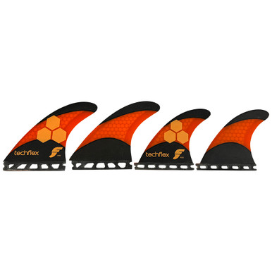 Futures - AM2 Tech Flex Used Quad Fin Set - Orange & Black Honeycomb