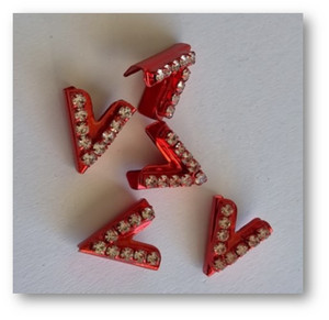 Red Swallow Tail Flag Tips with Clear Rhinestones