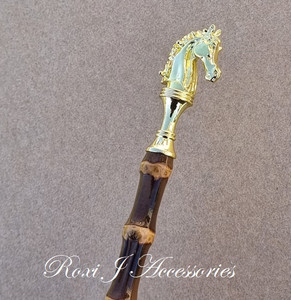 Bamboo Lead Rein / First Riden Horsehead Cane - 40 cms