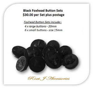 Black Fox Head Button Set