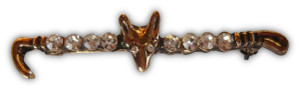  Rhinestone Fox Head Tie Pin - Antique Gold