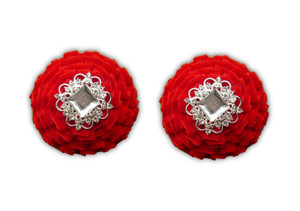 Velvet Box Pleat Pre Made Rosettes with centrepiece (pair)
approx. 6cm x 6 cm Velvet Box Pleat Pre Made Rosettes with centrepiece (pair)
approx. 6cm x 6 cm